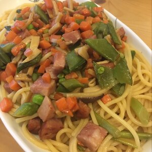 10分簡単☆ベーコン小松菜しめじの和風パスタ